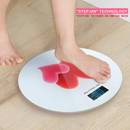 Round Glass Bathroom Scale – Hearts, Strawberries or Gemstones Print, 180 kg - photo 14