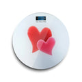 Round Glass Bathroom Scale – Hearts, Strawberries or Gemstones Print, 180 kg