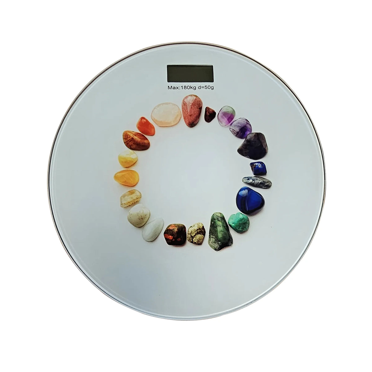 Round Glass Bathroom Scale – Hearts, Strawberries or Gemstones Print, 180 kg - photo 19