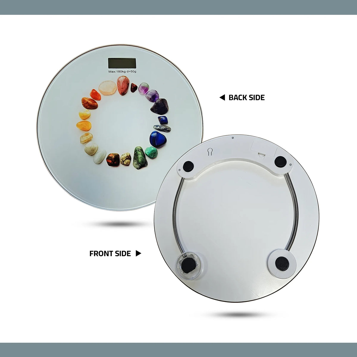 Round Glass Bathroom Scale – Hearts, Strawberries or Gemstones Print, 180 kg - photo 6
