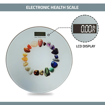 Round Glass Bathroom Scale – Hearts, Strawberries or Gemstones Print, 180 kg - photo 7