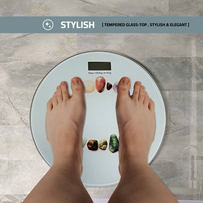 Round Glass Bathroom Scale – Hearts, Strawberries or Gemstones Print, 180 kg - photo 8