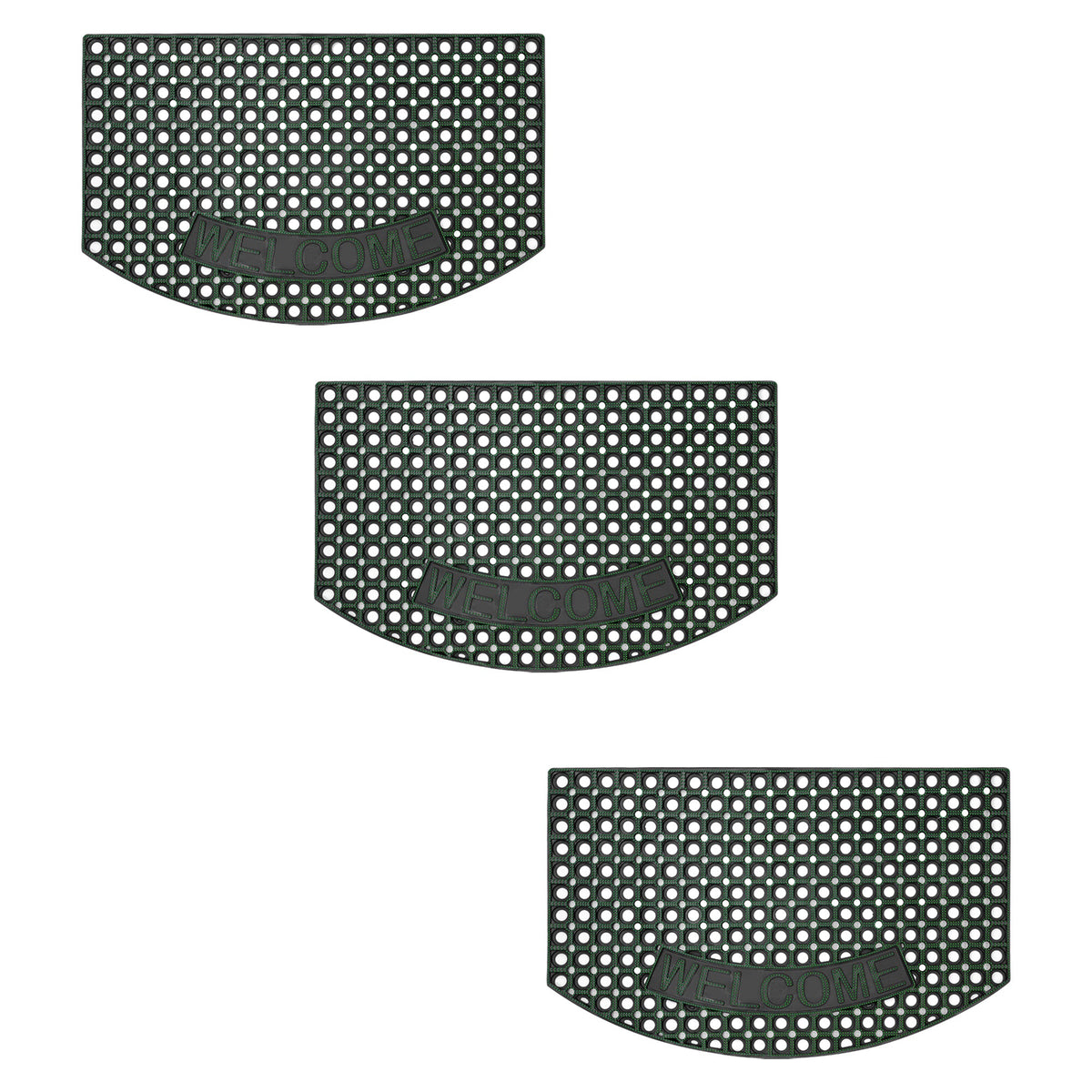Half-Moon Rubber Ring Door Mat – 80 x 50 cm, Black, 1, 3, 5 or 10 Mats - Half-Moon, 80 x 50 cm, 3 Mats