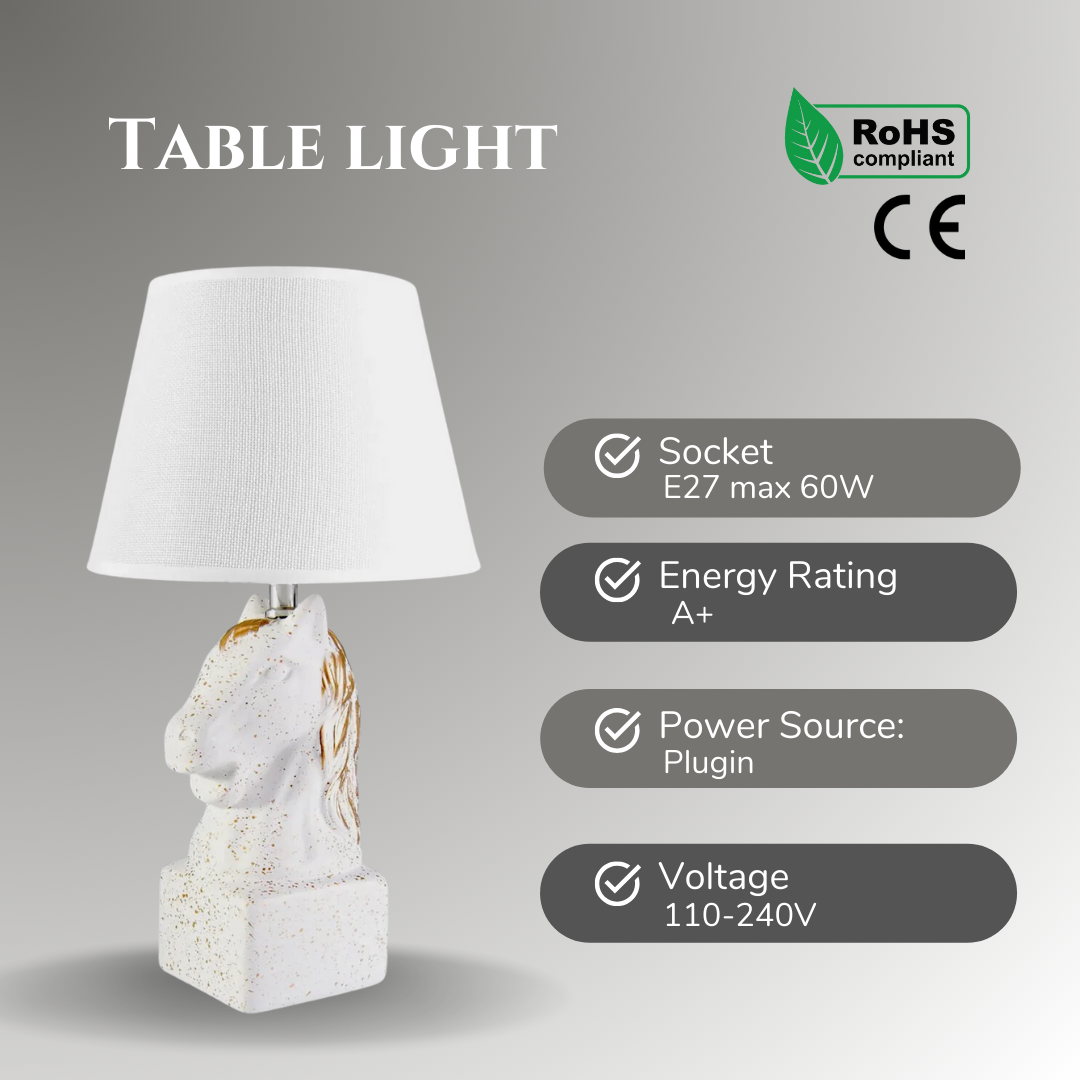 Horse Head Table Lamp with Linen Shade - photo 3