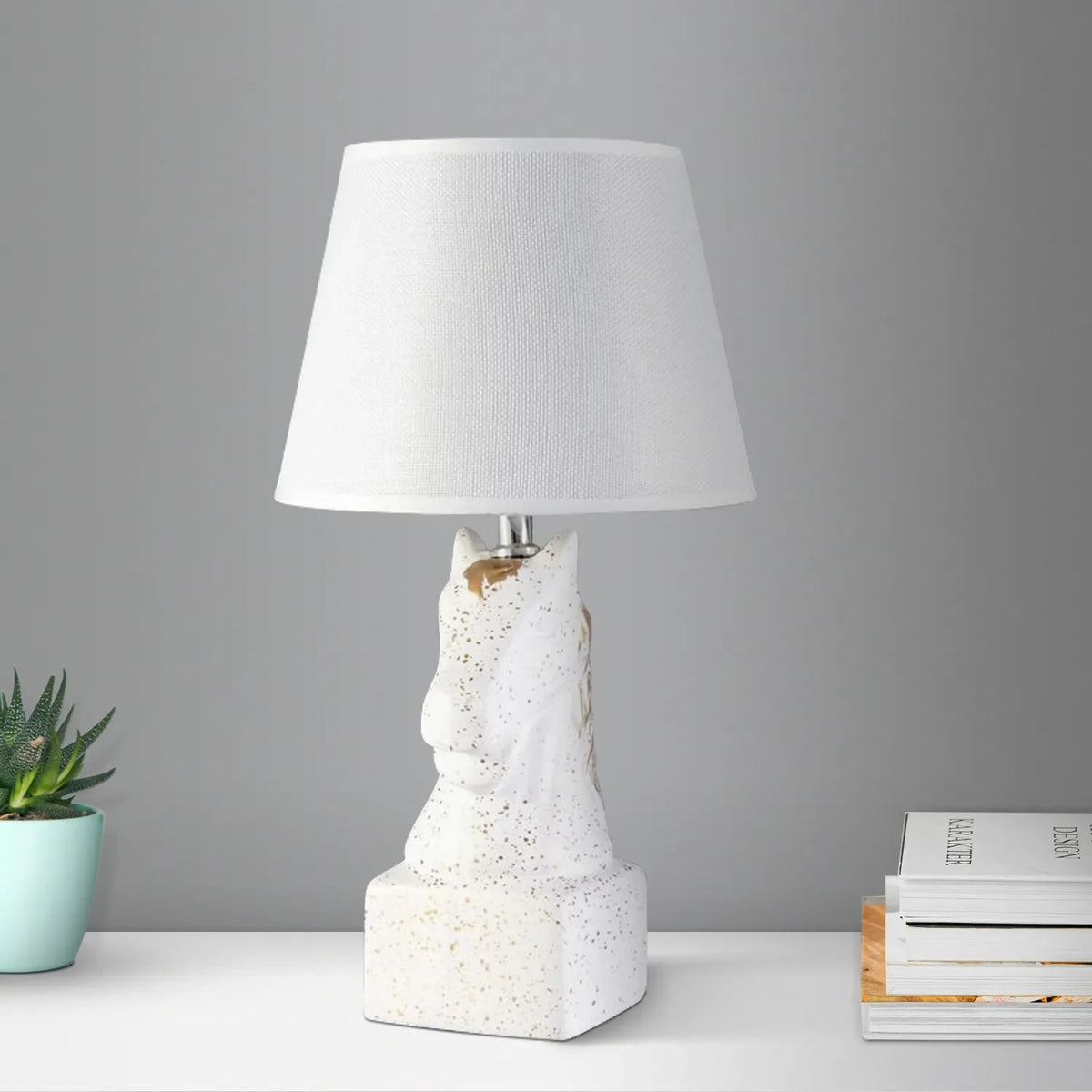 Horse Head Table Lamp with Linen Shade - photo 5
