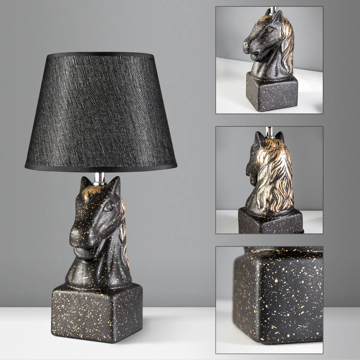 Horse Head Table Lamp with Linen Shade - photo 6