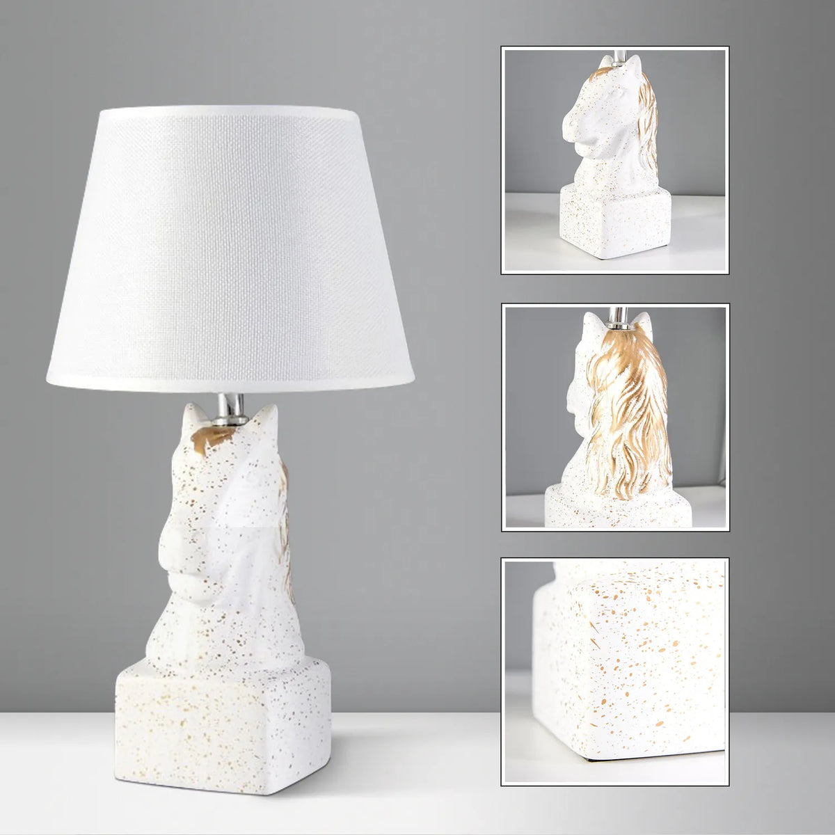 Horse Head Table Lamp with Linen Shade - photo 7