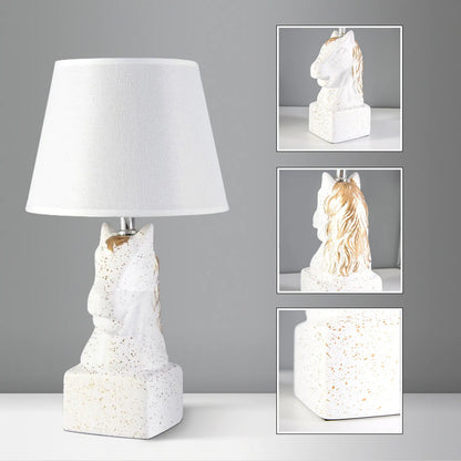 Horse Head Table Lamp with Linen Shade - photo 7