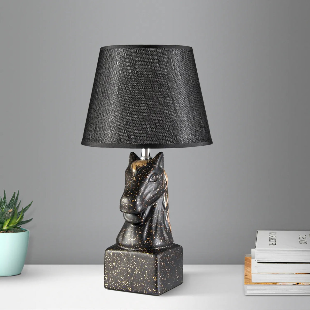 Horse Head Table Lamp with Linen Shade - photo 17