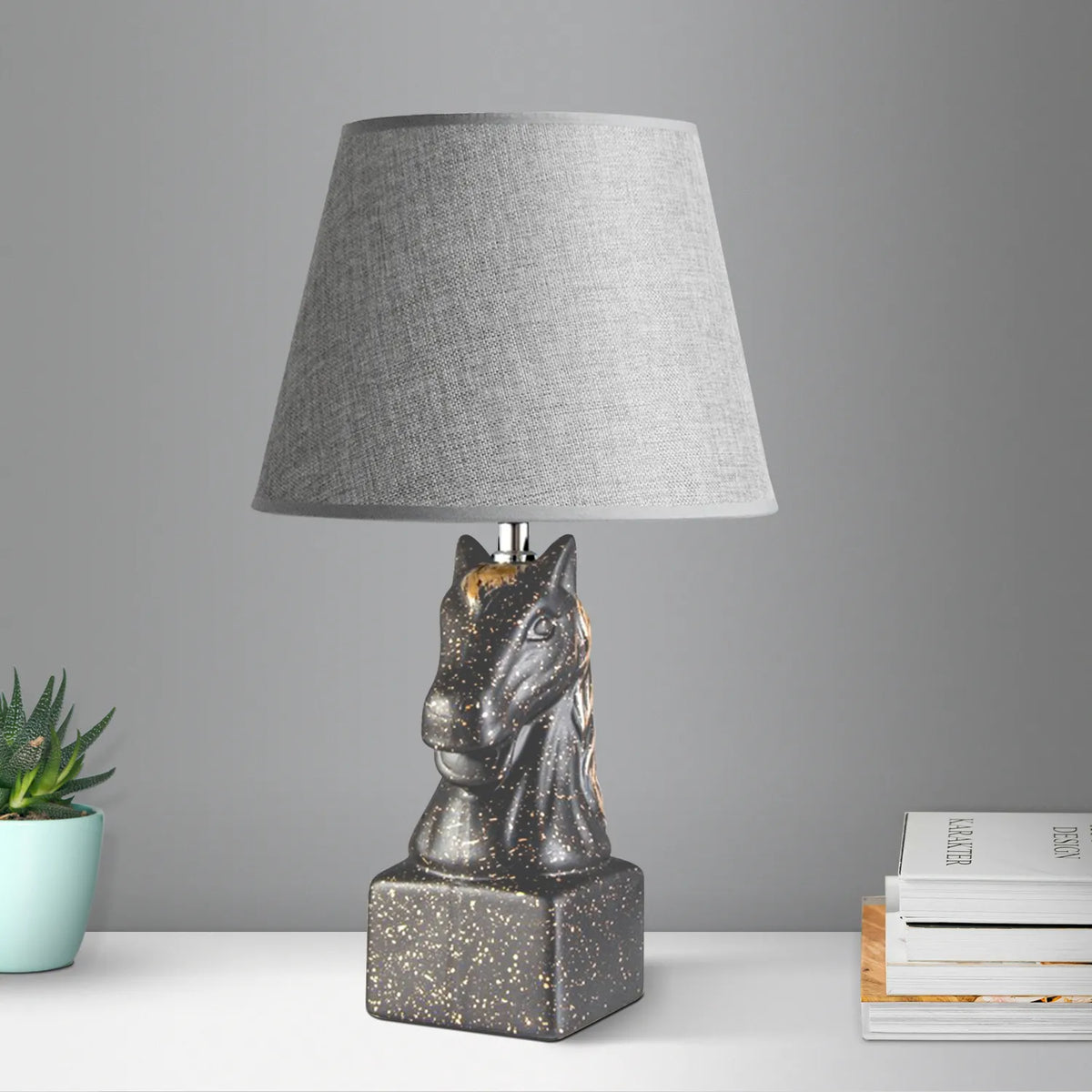 Horse Head Table Lamp with Linen Shade - photo 13