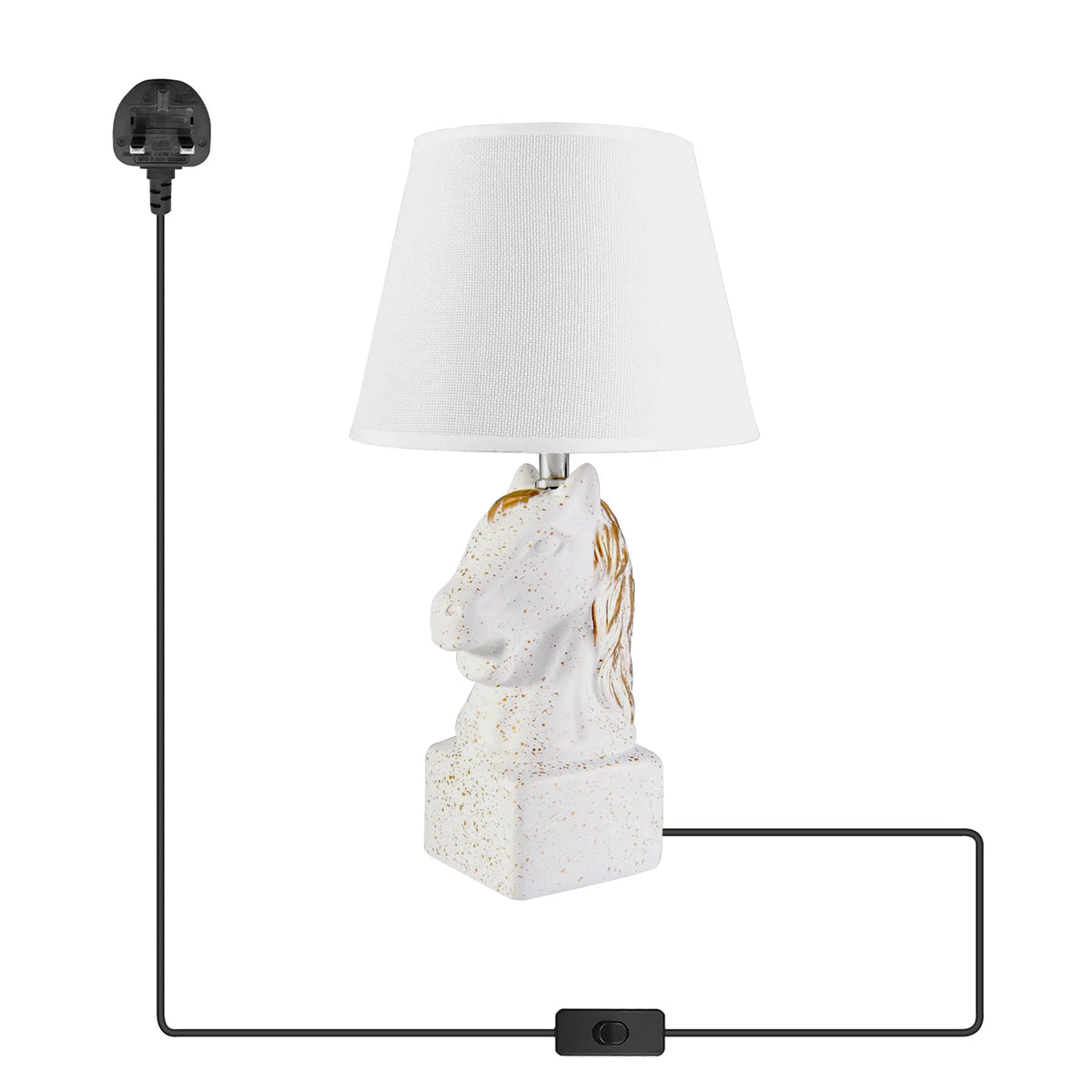 Horse Head Table Lamp with Linen Shade - White, Without Bulb