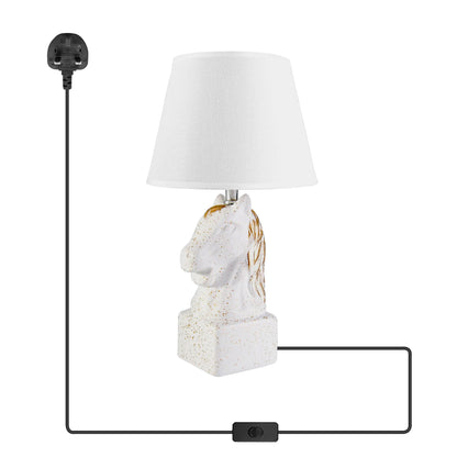 Horse Head Table Lamp with Linen Shade - White, Without Bulb