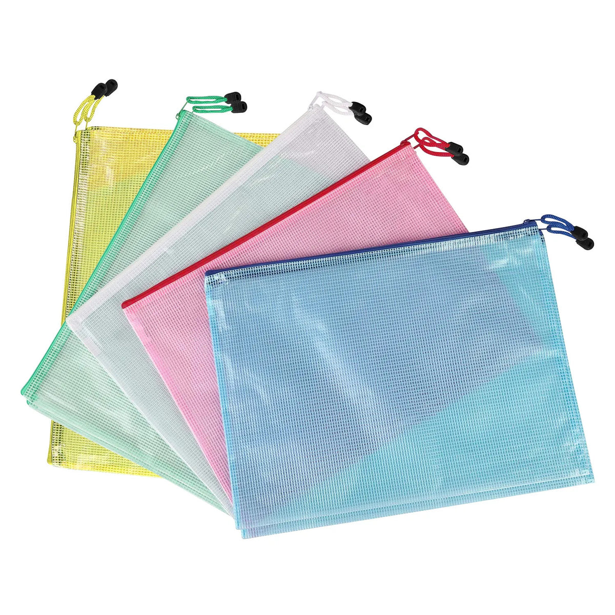 Mesh Zip Document Bags – Pack of 10, A4 or A5, Assorted Colours - photo 4