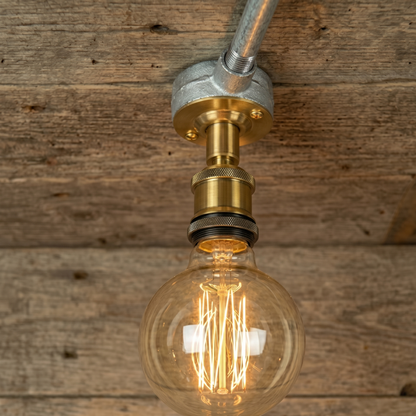 Conduit Ceiling Light Fitting – 20 mm Galvanised Box, Copper or Brass E27 - photo 2