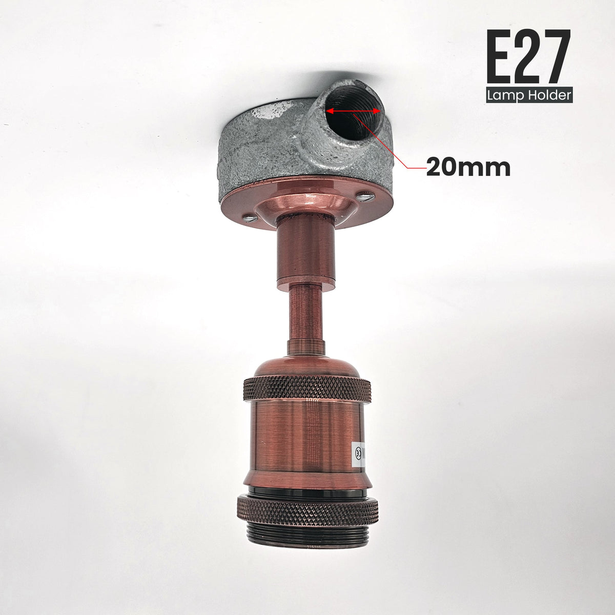 Conduit Ceiling Light Fitting – 20 mm Galvanised Box, Copper or Brass E27 - photo 3