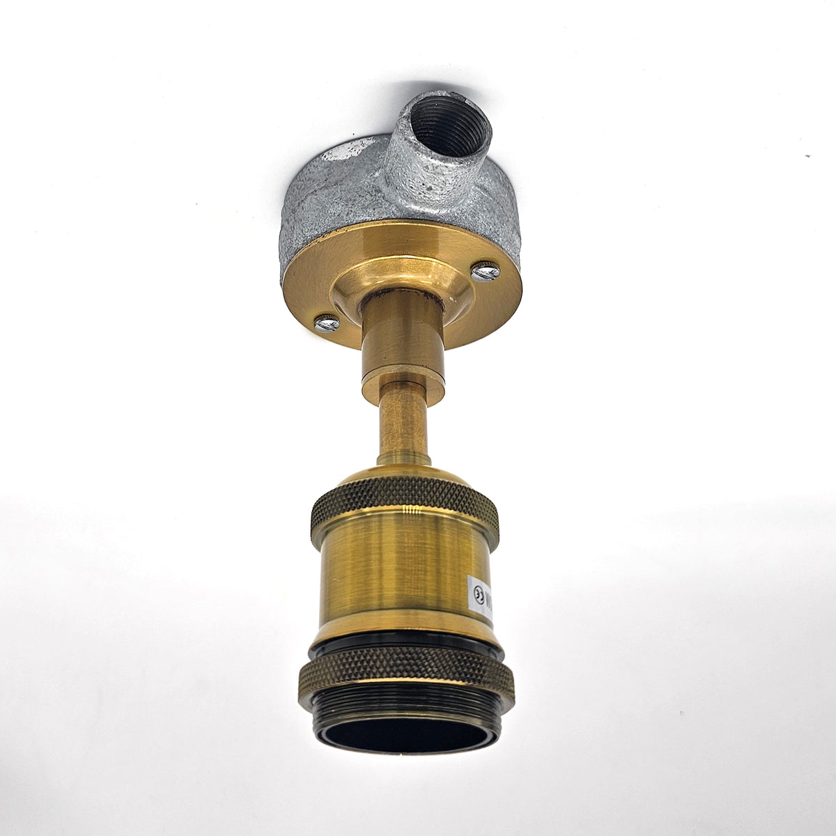 Conduit Ceiling Light Fitting – 20 mm Galvanised Box, Copper or Brass E27 - Galvanised Box, Brass, Without Bulb