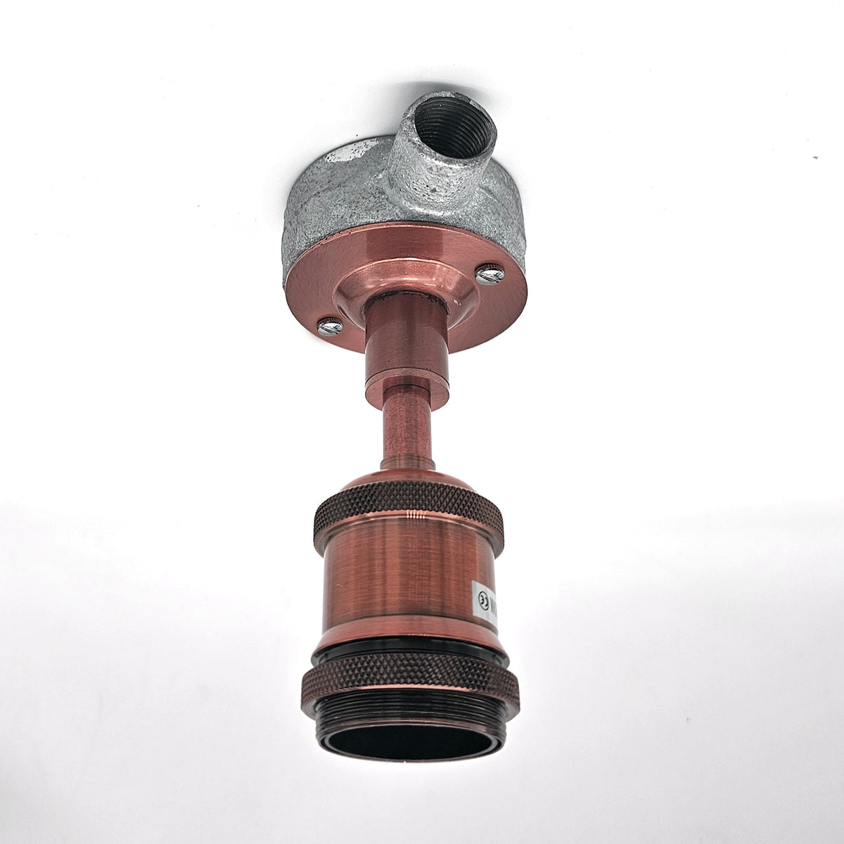 Conduit Ceiling Light Fitting – 20 mm Galvanised Box, Copper or Brass E27 - Galvanised Box, Copper, Without Bulb