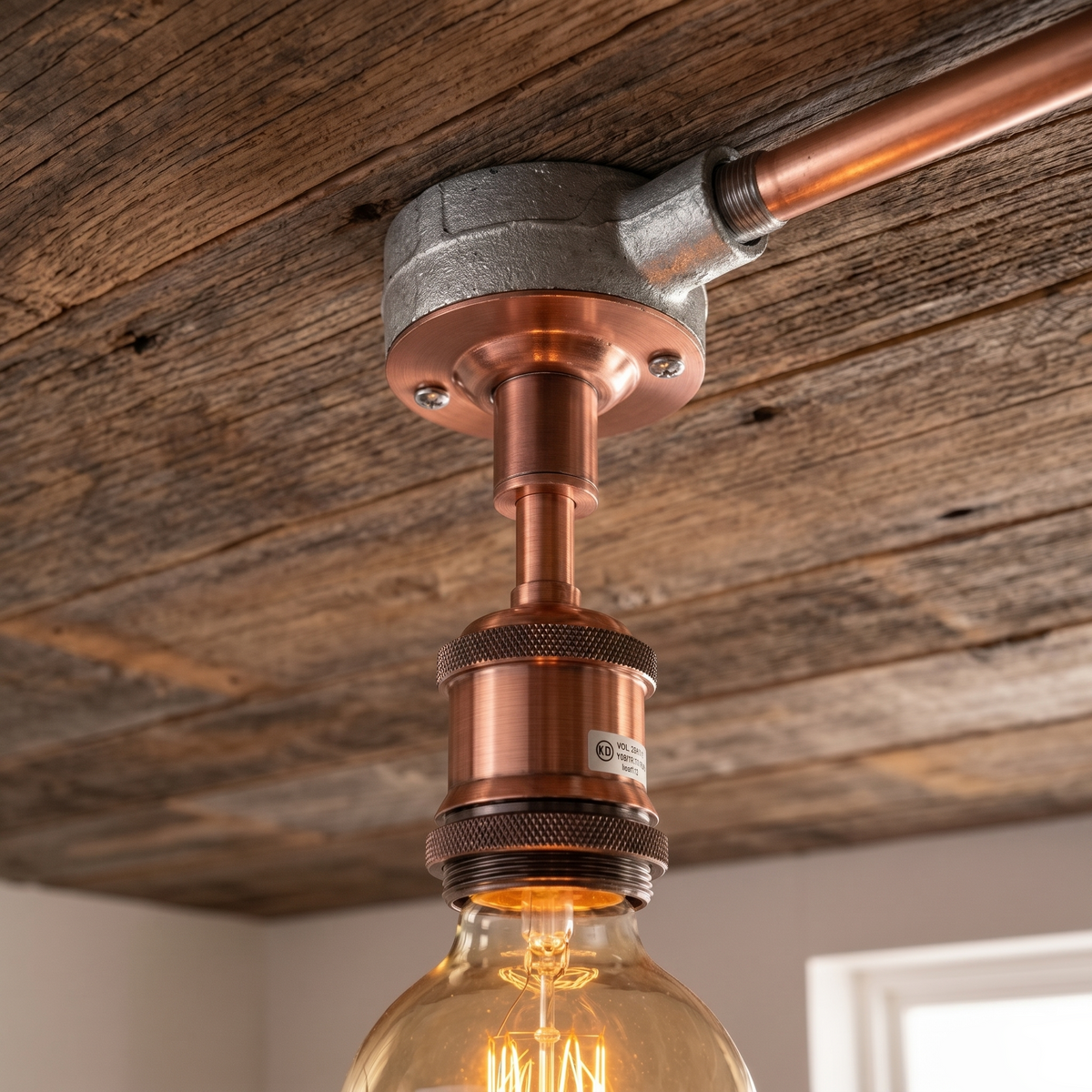 Conduit Ceiling Light Fitting – 20 mm Galvanised Box, Copper or Brass E27