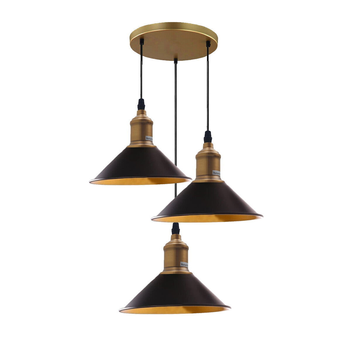 3 Head Cascade Pendant Light – 19 Cone & Cage Styles, Plate or Bar - photo 18
