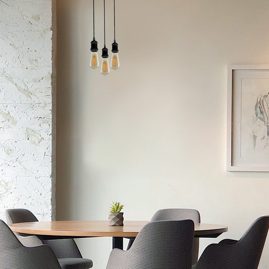 3-Light Cluster Pendant – Black Twisted Flex, E27 - photo 2