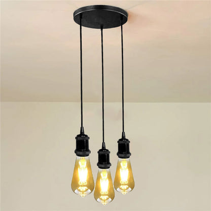 3-Light Cluster Pendant – Black Twisted Flex, E27