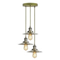 3-Light Cluster Pendant – Green Brass, Flat Metal Shades, E27