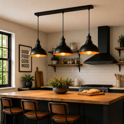 3-Light Black Pendant Cluster – Cages, Domes, Glass or Flat Shades - photo 14