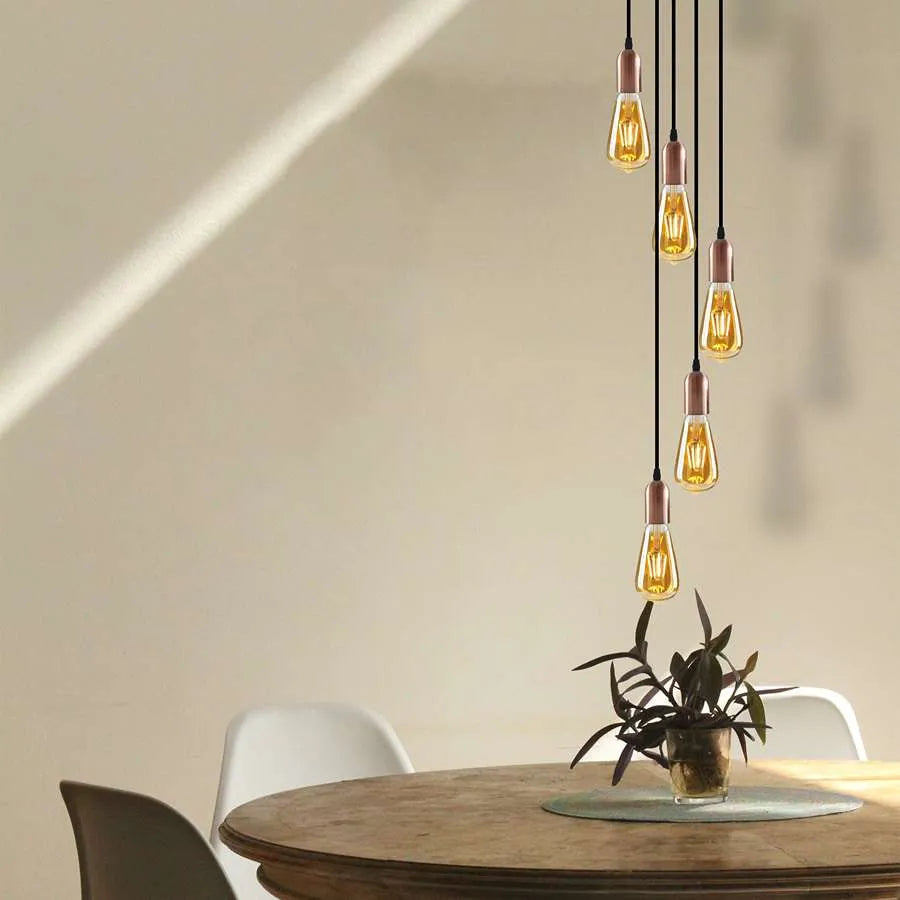 5-Light Cluster Pendant – 120 mm Rose, Adjustable Drops, E27 - photo 4
