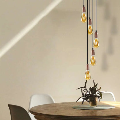 5-Light Cluster Pendant – 120 mm Rose, Adjustable Drops, E27 - photo 4