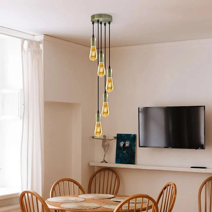 5-Light Cluster Pendant – 120 mm Rose, Adjustable Drops, E27 - photo 6