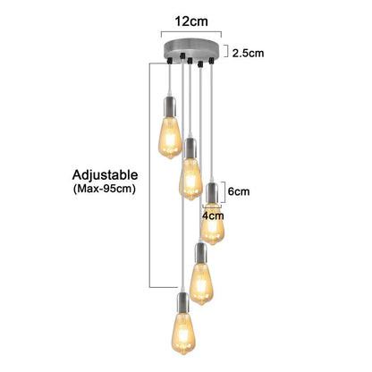 5-Light Cluster Pendant – 120 mm Rose, Adjustable Drops, E27 - photo 7