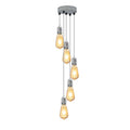 5-Light Cluster Pendant – Chrome or Satin Nickel, 95 cm Drop, E27 - Chrome, No Shade, 5 x ST64 Bulbs