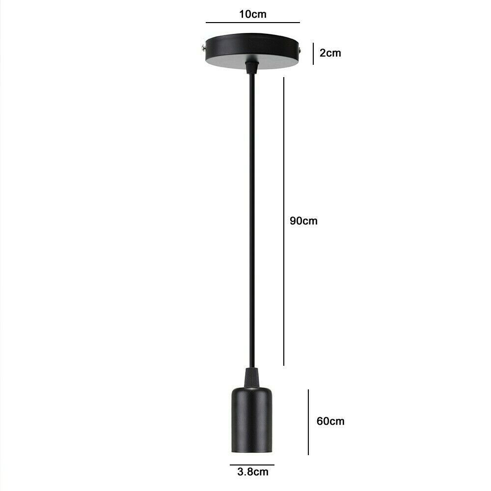 Black Pendant Light Fitting – 95 cm Adjustable Cable, E27 - photo 2
