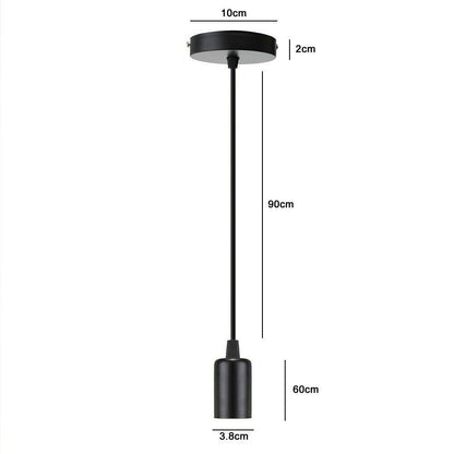 Black Pendant Light Fitting – 95 cm Adjustable Cable, E27 - photo 2
