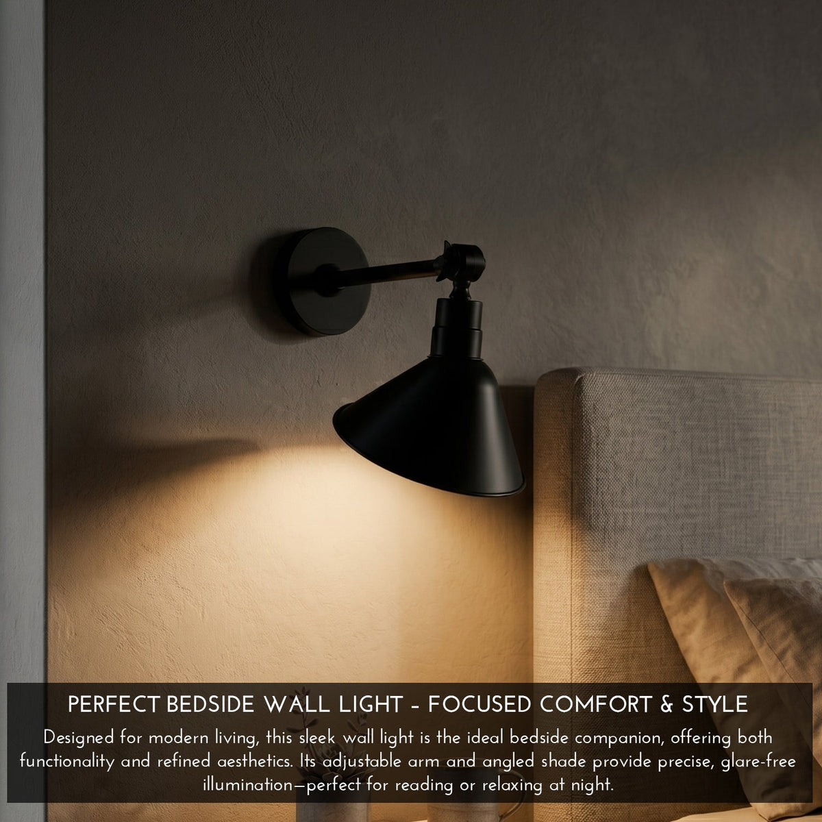 Adjustable Wall Sconce with Cone Shade – Black & Gold, E27 - photo 2