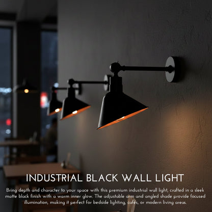 Adjustable Wall Sconce with Cone Shade – Black & Gold, E27 - photo 4