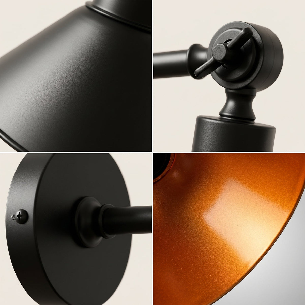 Adjustable Wall Sconce with Cone Shade – Black & Gold, E27 - photo 7