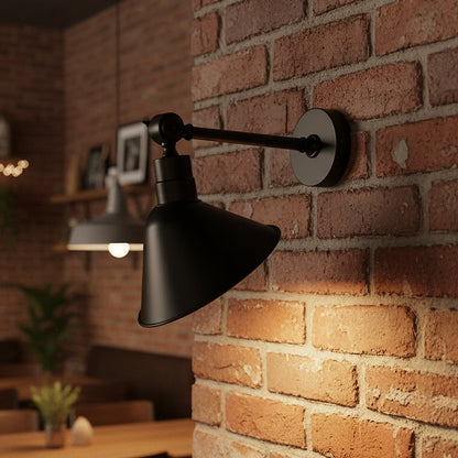 Adjustable Wall Sconce with Cone Shade – Black & Gold, E27 - photo 8