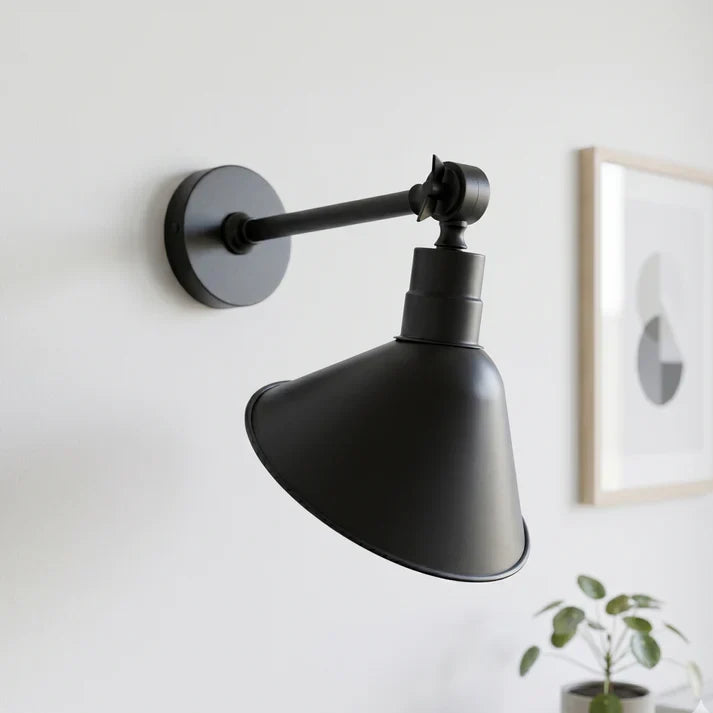 Adjustable Wall Sconce with Cone Shade – Black & Gold, E27