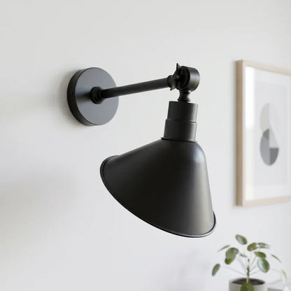 Adjustable Wall Sconce with Cone Shade – Black & Gold, E27