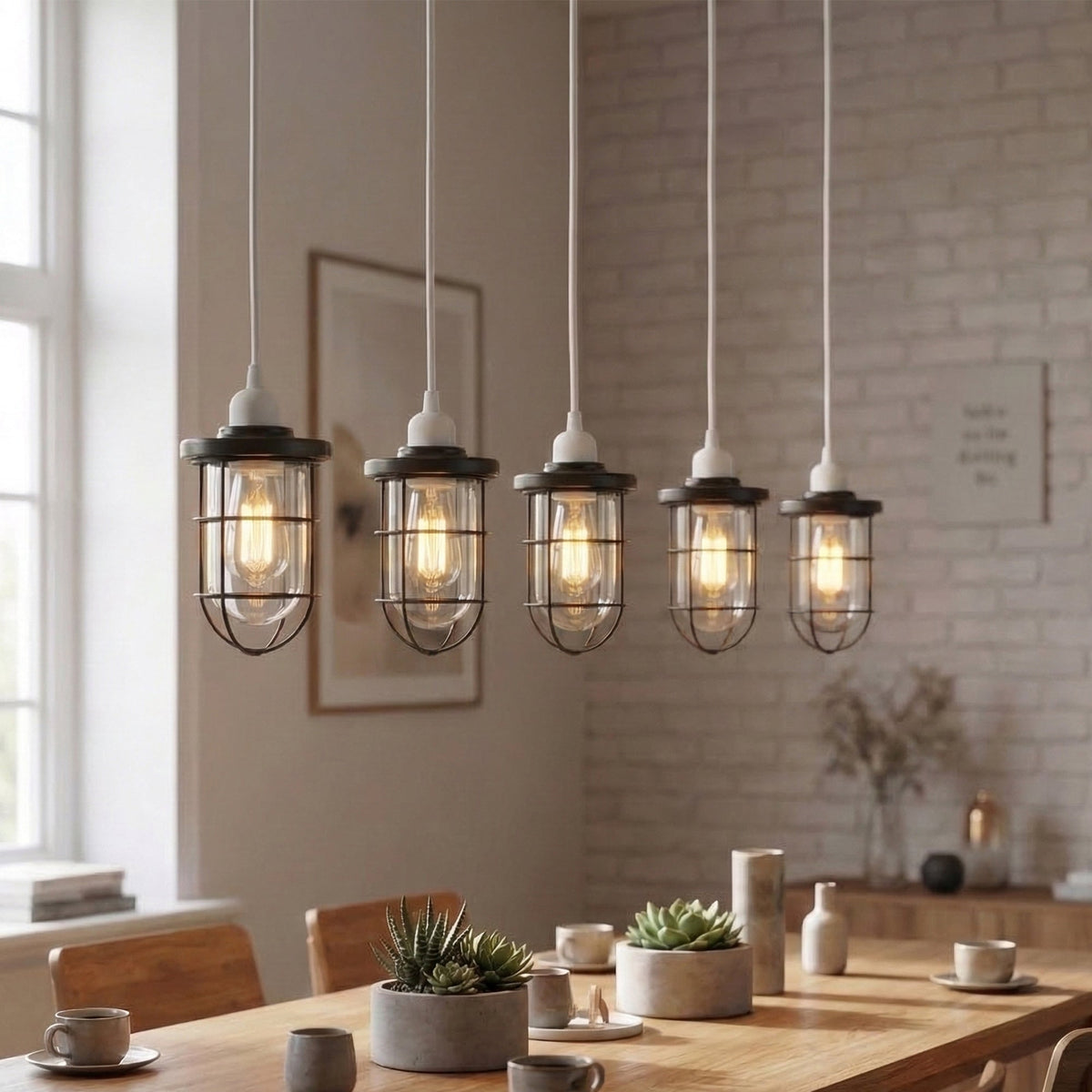Industrial Cage Ceiling Light with Clear Glass Shade E27 - photo 7
