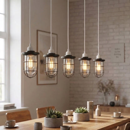 Industrial Cage Ceiling Light with Clear Glass Shade E27 - photo 7