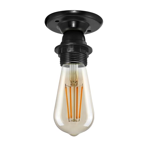 Black Flush Ceiling Light Base – Compact E27 Holder - photo 2