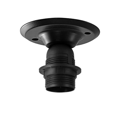 Black Flush Ceiling Light Base – Compact E27 Holder - Black, No Shade, Without Bulb