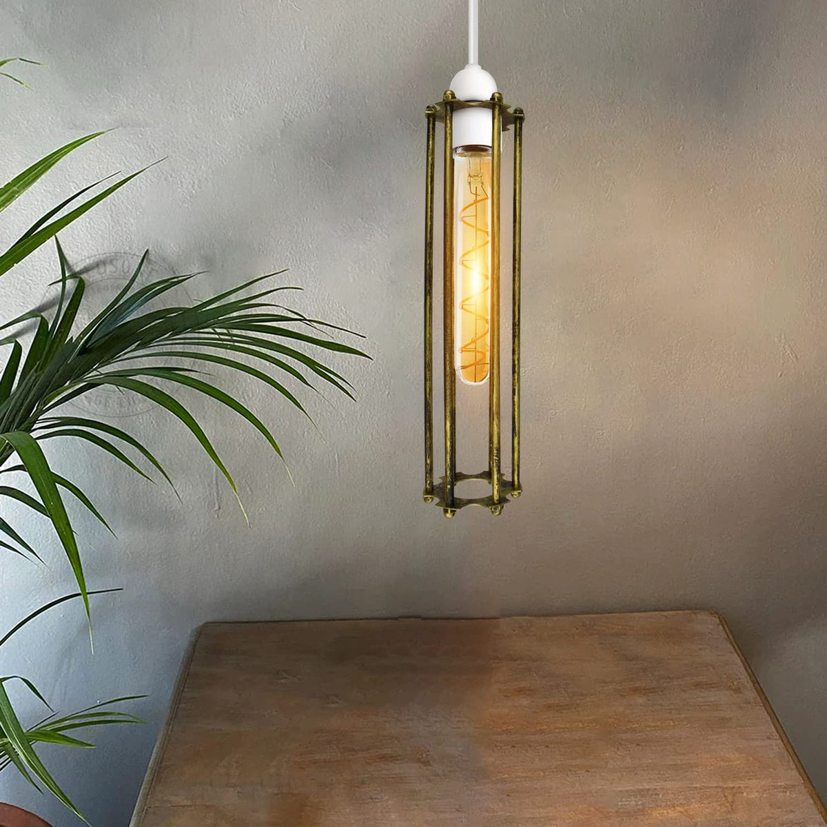 Long Cylinder Cage Lamp Shade 30 cm – Black or Brushed Brass