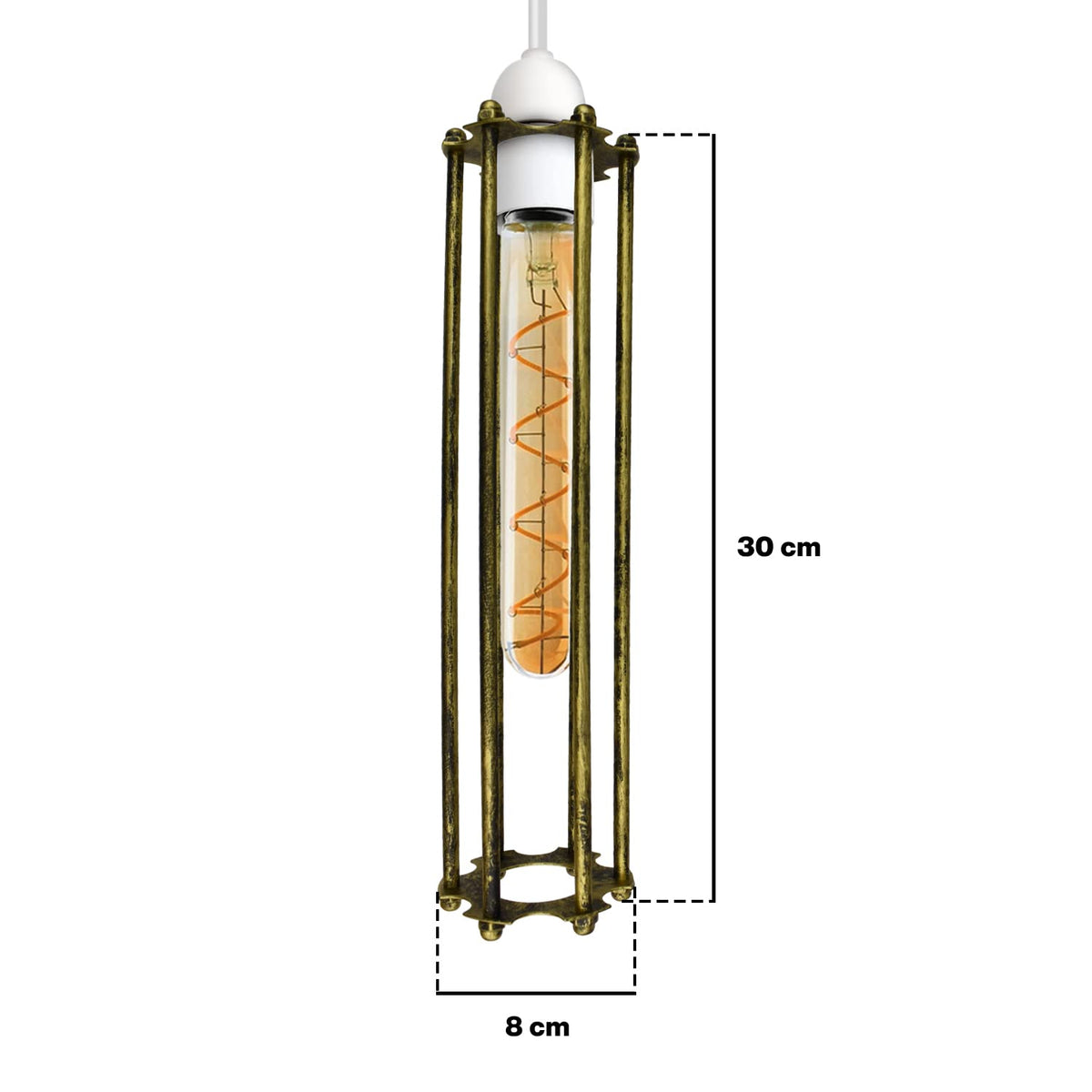 Long Cylinder Cage Lamp Shade 30 cm – Black or Brushed Brass - photo 2
