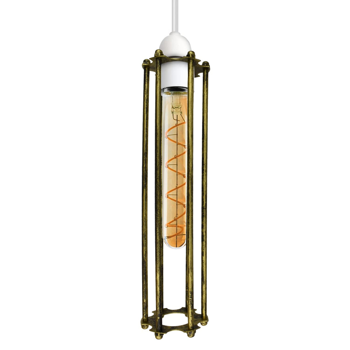Long Cylinder Cage Lamp Shade 30 cm – Black or Brushed Brass - photo 3