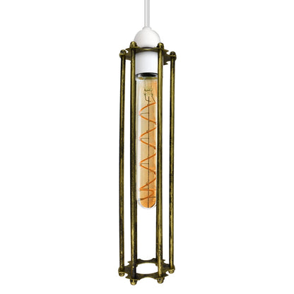 Long Cylinder Cage Lamp Shade 30 cm – Black or Brushed Brass - photo 3