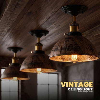 Industrial Semi-Flush Ceiling Light – E27, Dome or Flat Shade - photo 12