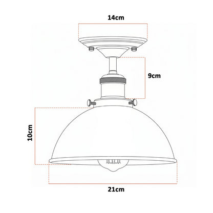 Industrial Semi-Flush Ceiling Light – E27, Dome or Flat Shade - photo 3